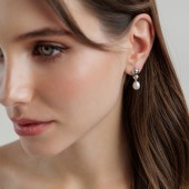 Cercei argint cu perle naturale albe cu tortițe DiAmanti SK25475EL_W-G